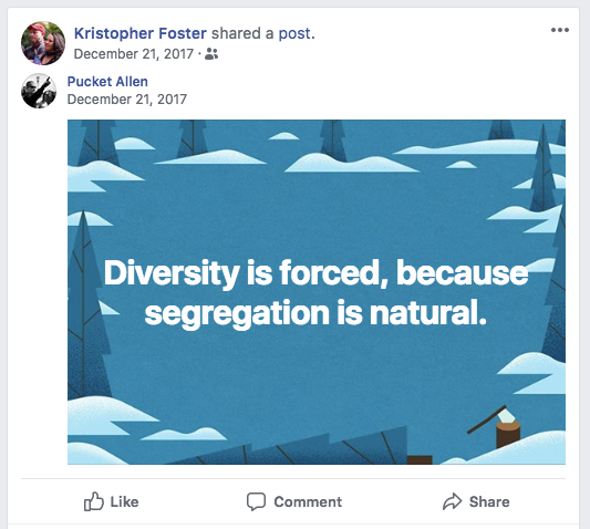 Foster shares a white nationalist