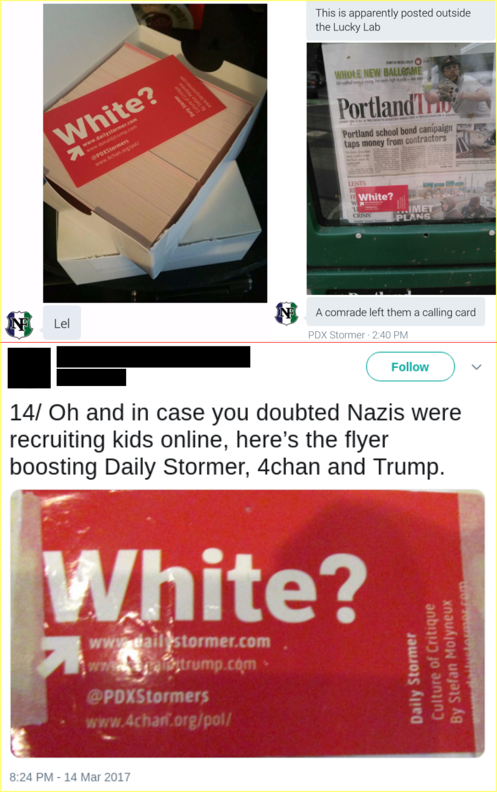 Matt Blais distributes white supremacist propaganda
