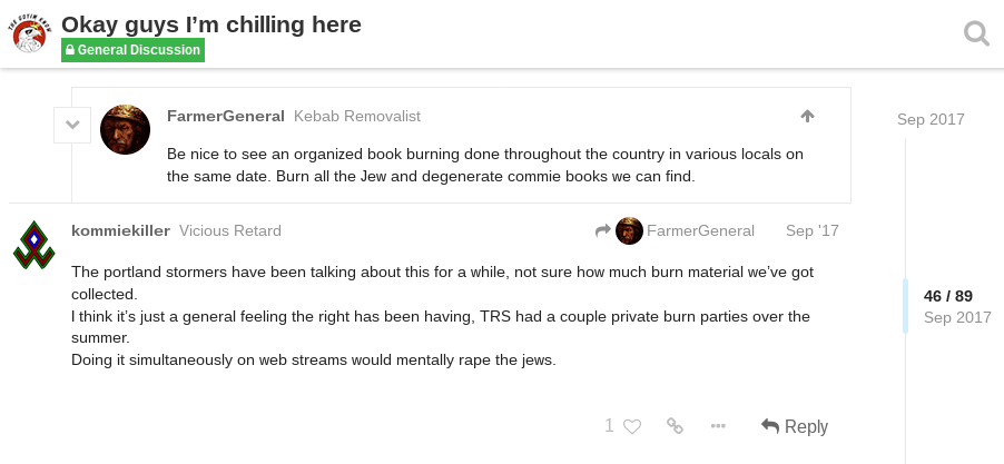 Daily Stormer Post about book burning