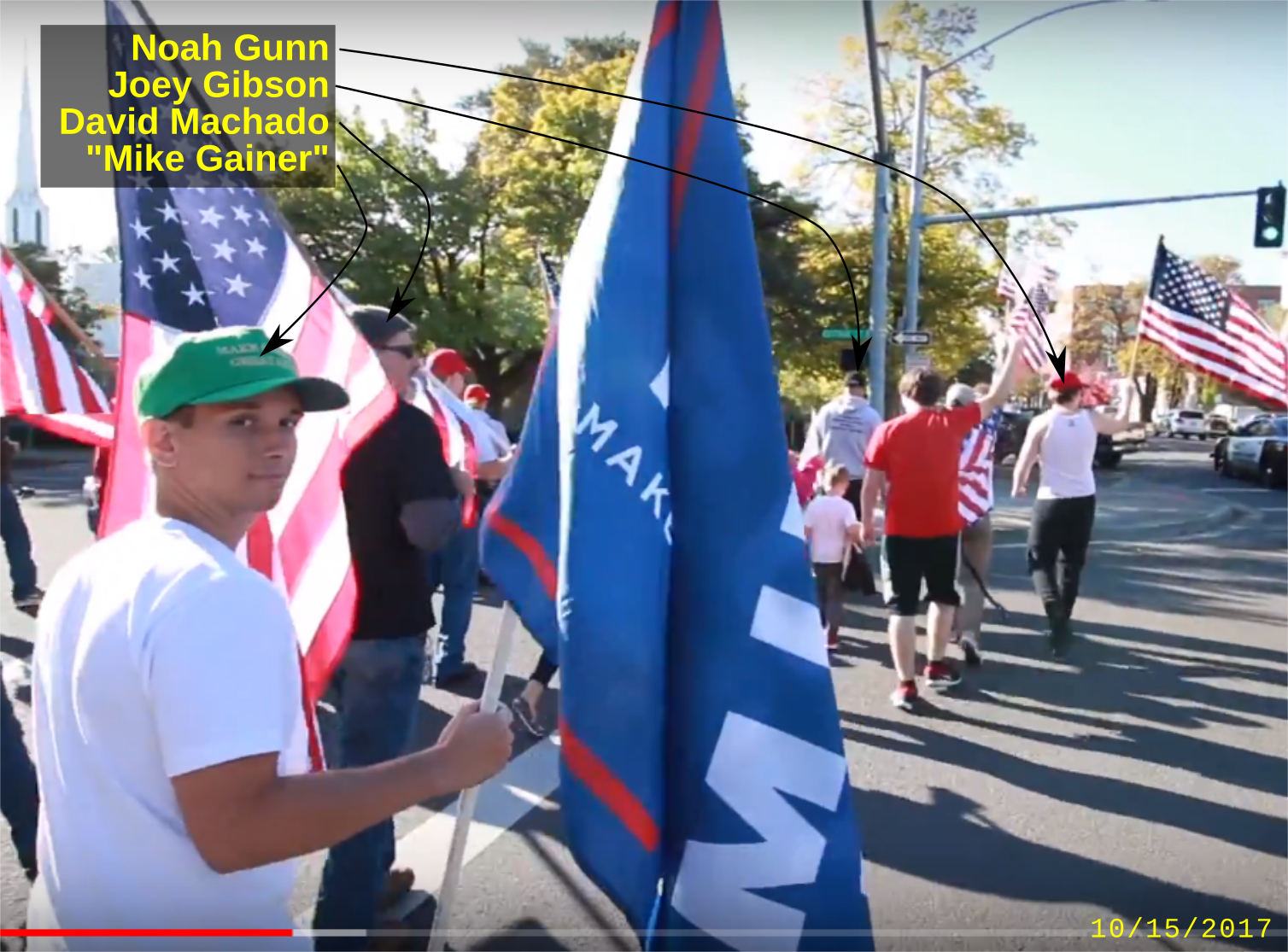 Noah Gunn at a Patriot Prayer rally with fascists