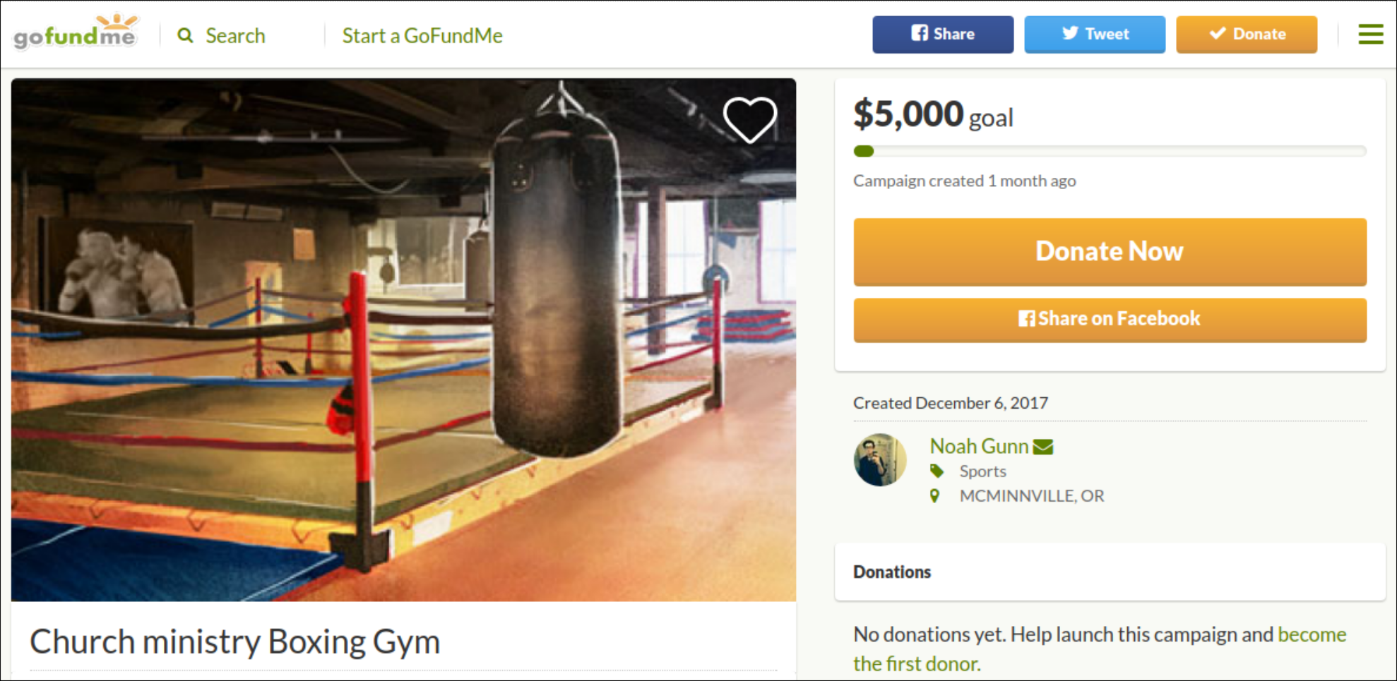 Noah Gunn attempts to raise money for a boxing gym