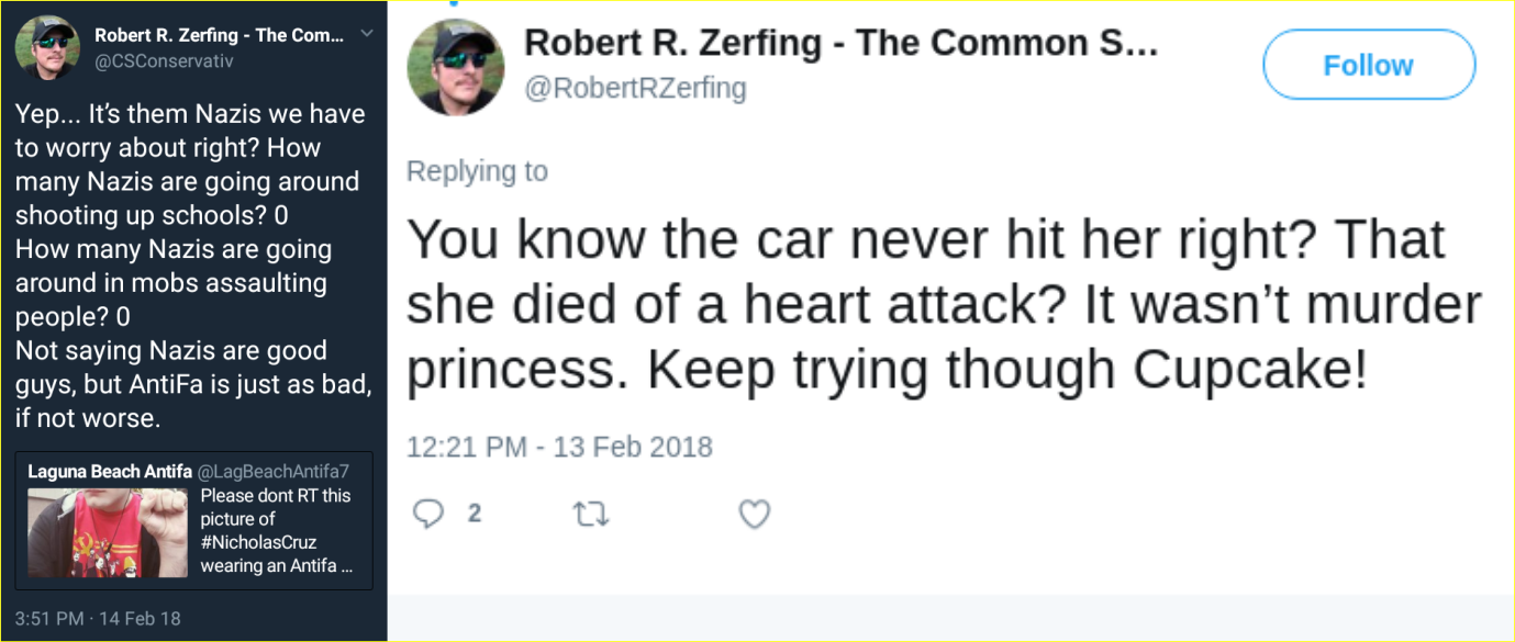 Robert Zerfing spreads fake news