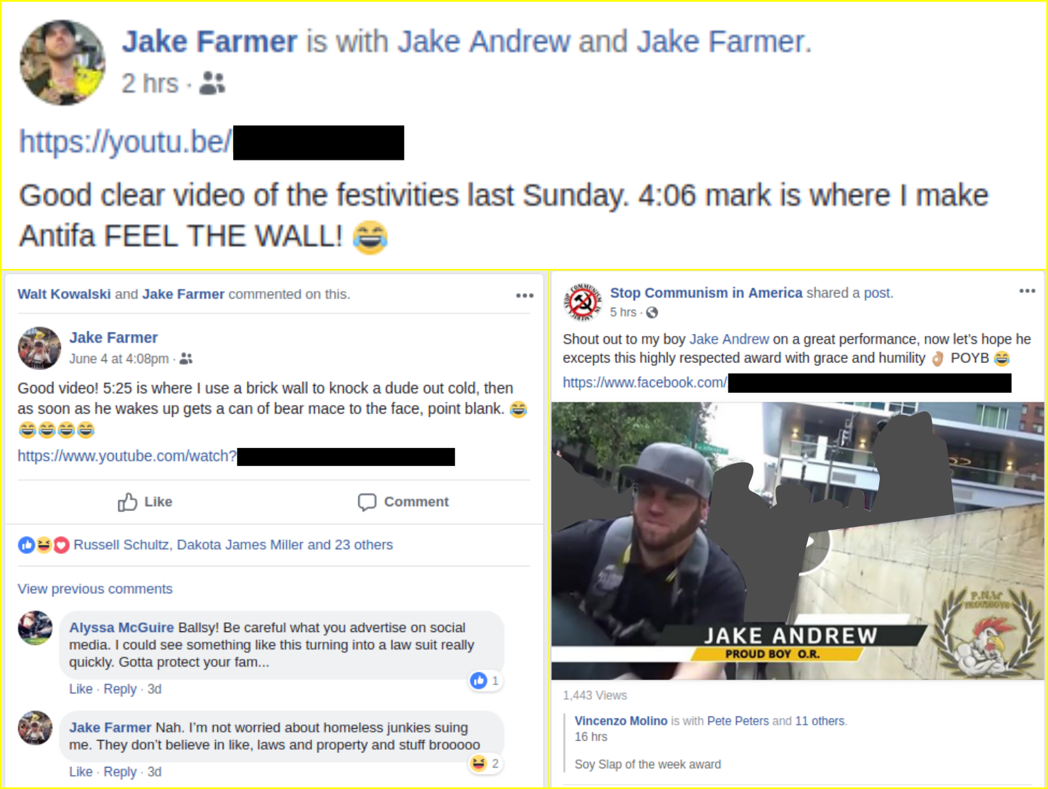 Jake Farmer boasts online about assaulting activists