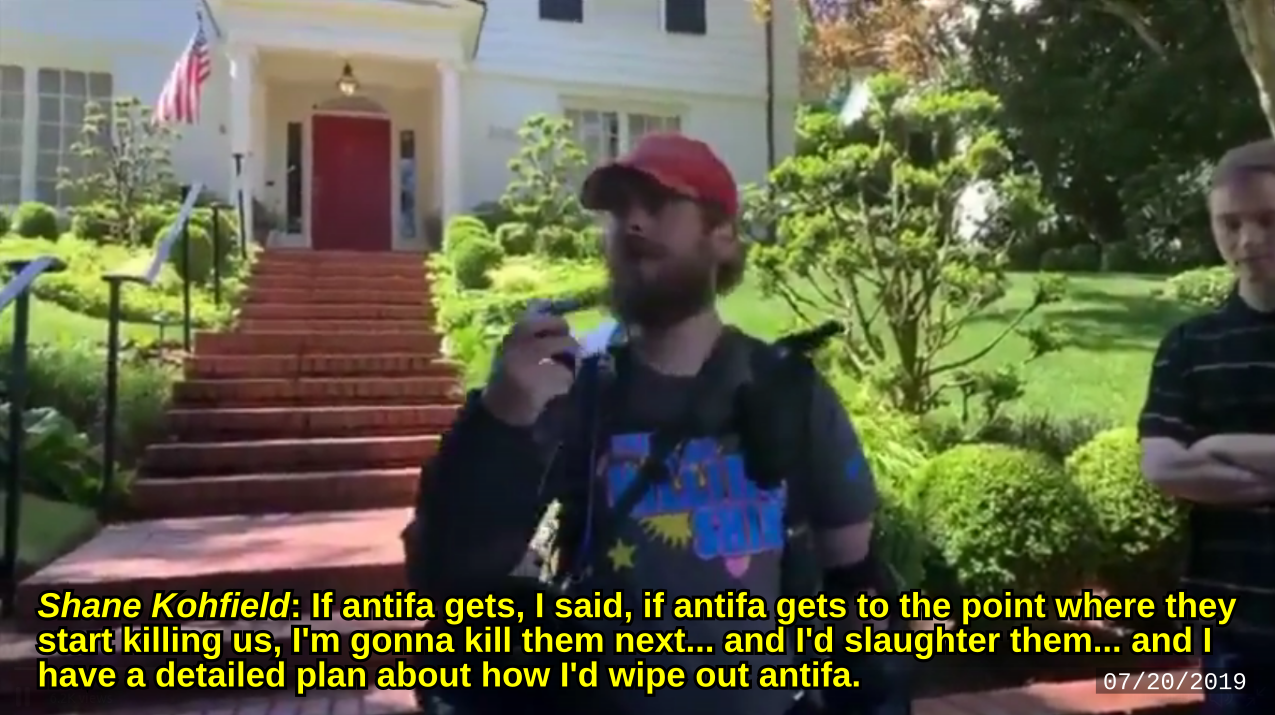 Shane Kohfield wants to kill antifa
