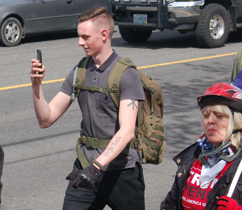 Jake Von Ott marching on NE 82nd Ave