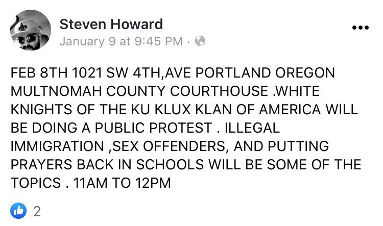 - IMAGE - Steven Shane Howard calls for KKK rally