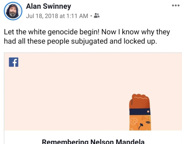 - IMAGE - alan swinney white genocide
