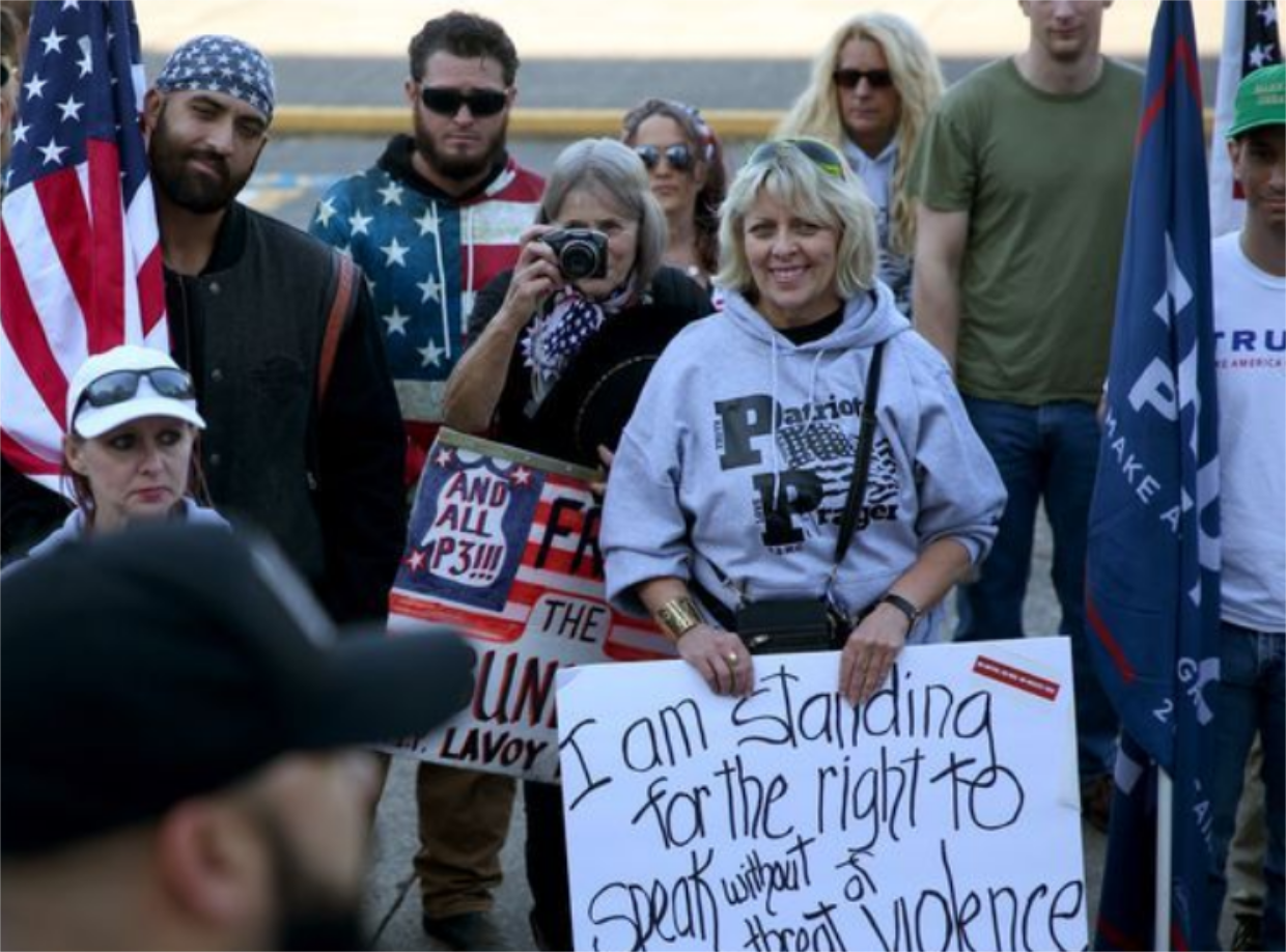 Dorsey and PDX stormers with Patriot Prayer