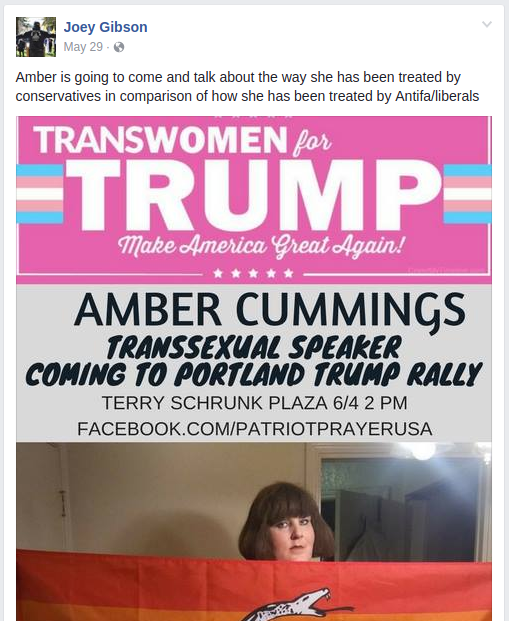 Joey Gibson advertises Amber Cummings