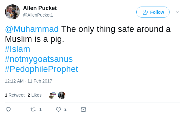 Allen Pucket is an Islamophobe
