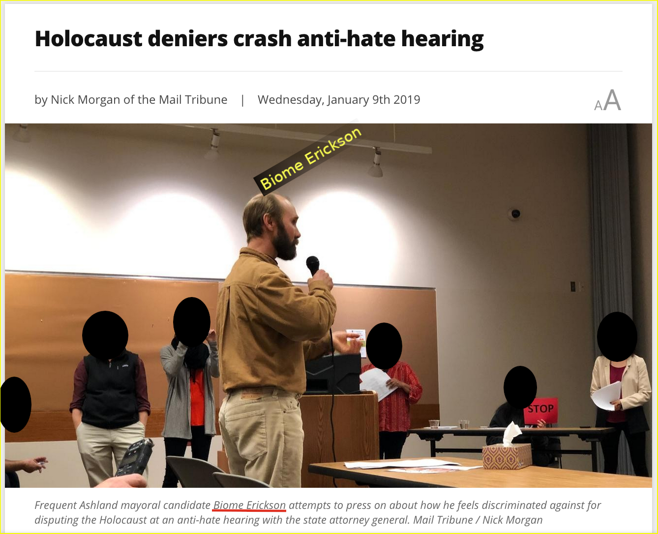 - IMAGE - article abt anti-hate hearing w biome pic in it