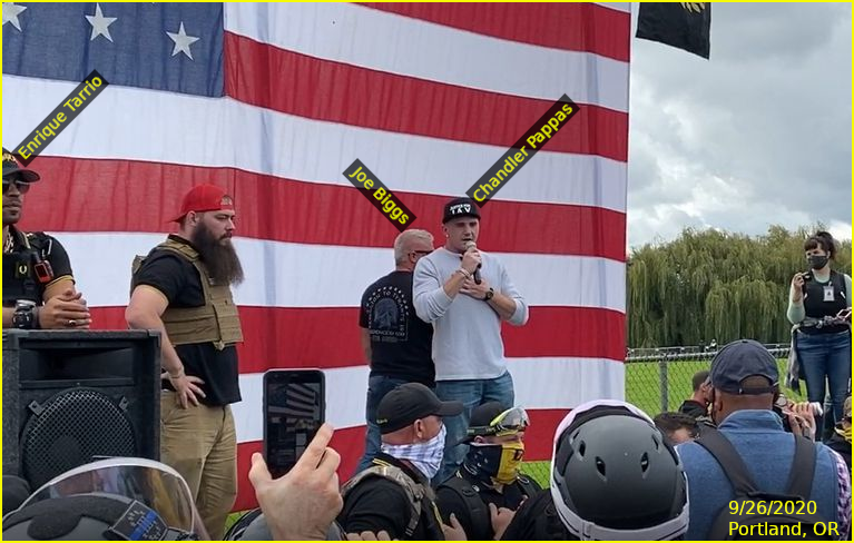 - IMAGE - Chandler Pappas speaking at Proud Boys rally in Portland