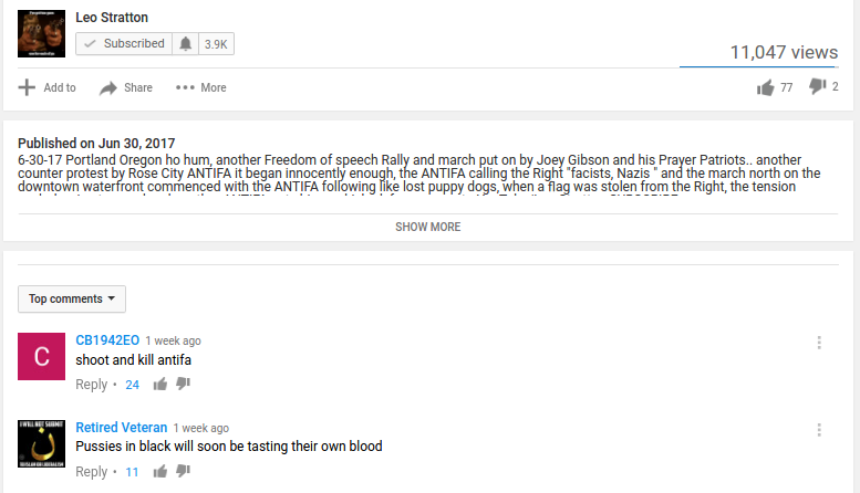 commenters on Leo Stratton's youtube content regularly fantasize about murdering political opponents.