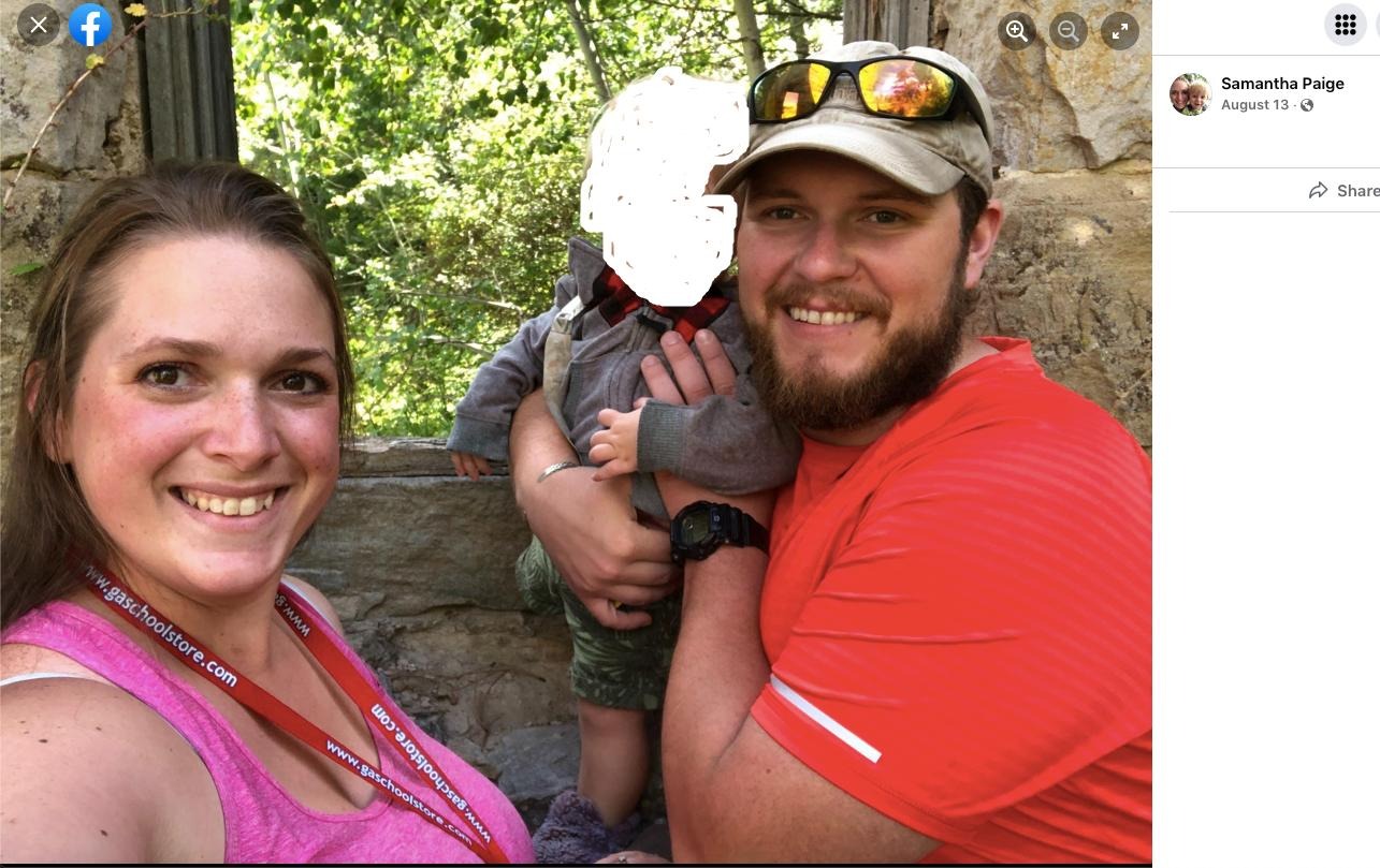 Facebook picture of Samatha and Erick Sturgill inside a structure in the woods