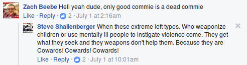 Two participants in Joey Gibson's 6/30 rally engage in red baiting targeting people who they perceive as communists