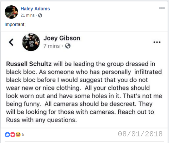 Joey Gibson encourages his followers to frame anti-fascist activists