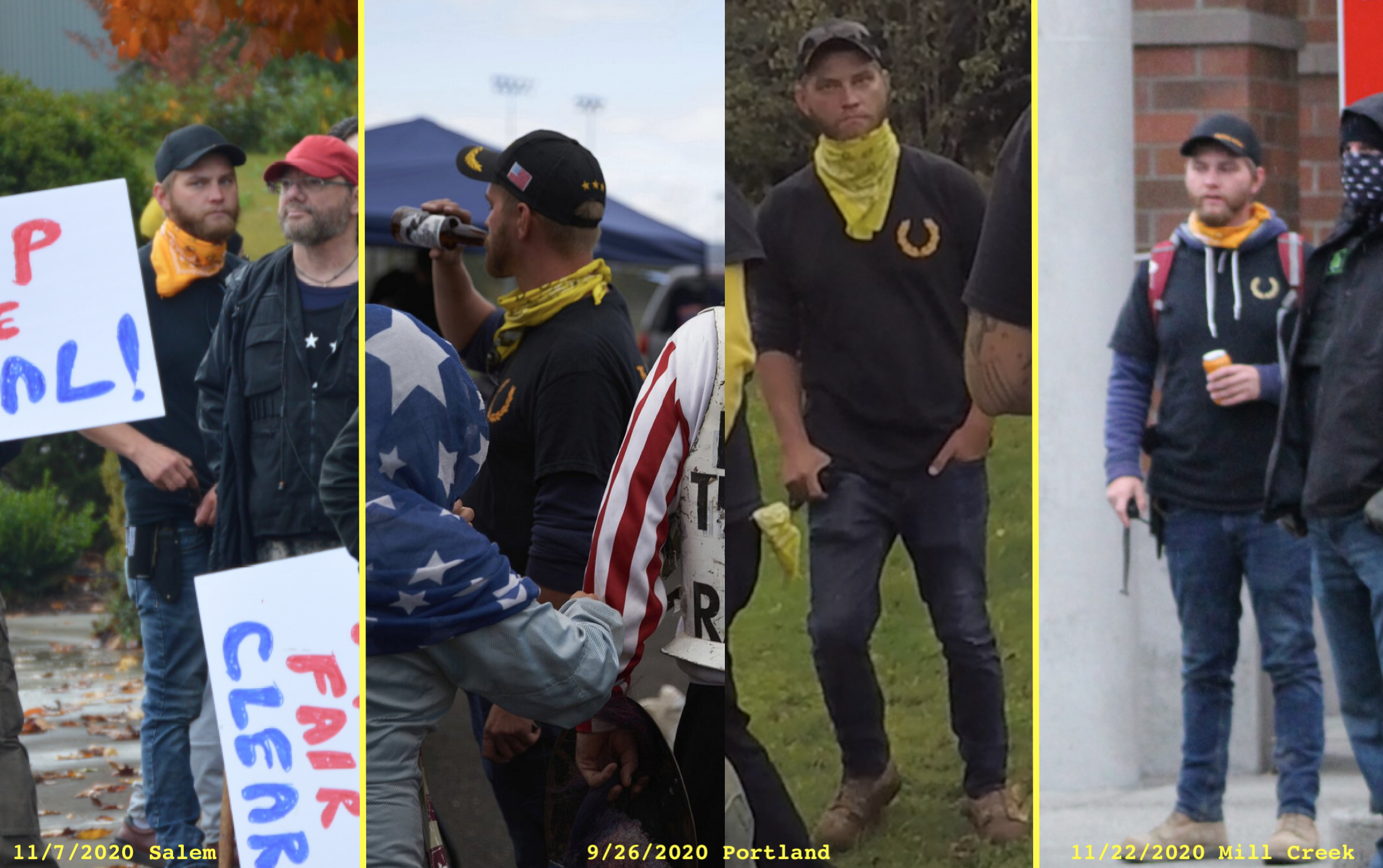 - IMAGE - Photos of Casey Knuteson at multiple Proud Boy events in gear in 2020