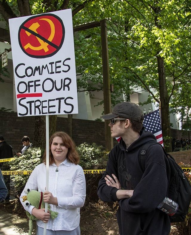 Matt Blais attends a patriot prayer rally