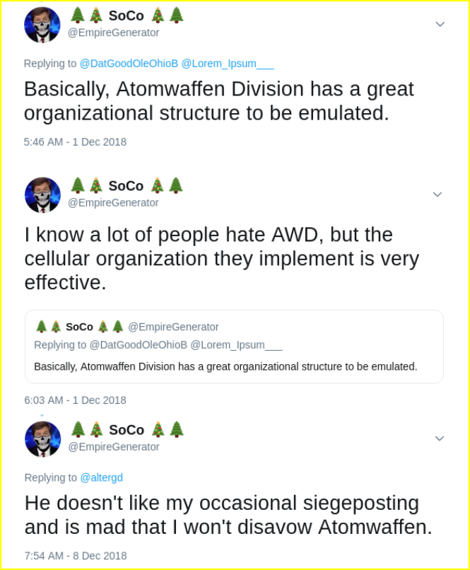 Matt Blais praises Atomwaffen Division