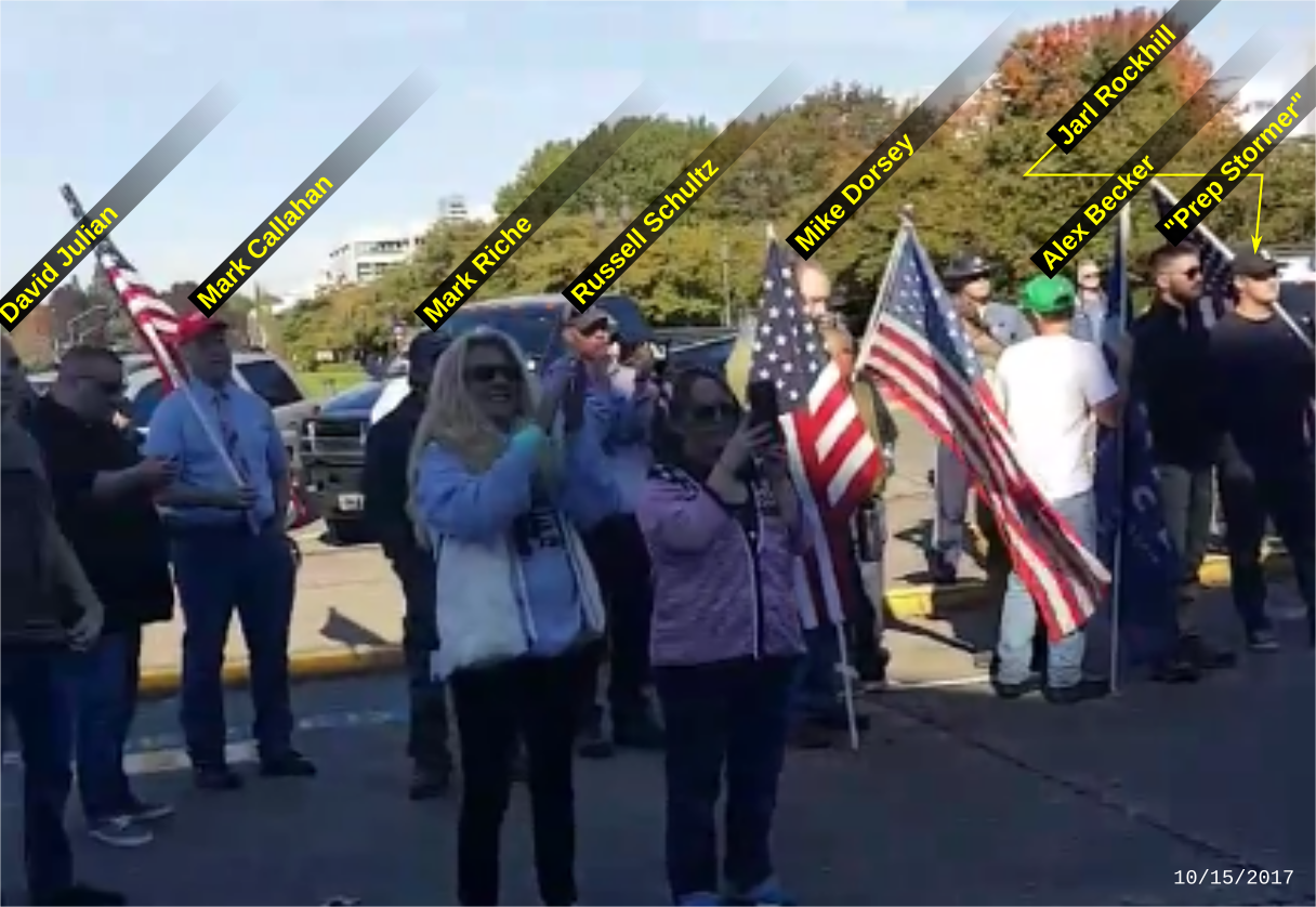 Dorsey and PDX stormers with Patriot Prayer