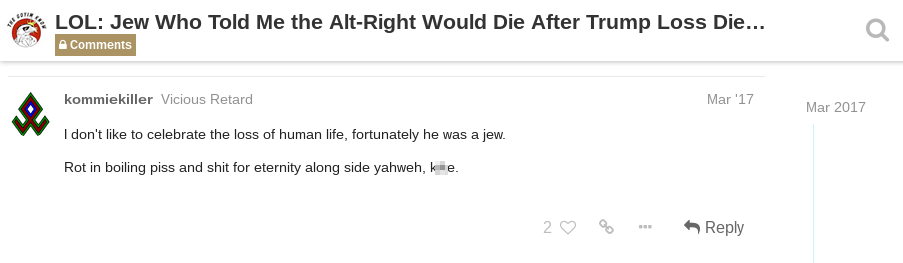 anti-semetic Daily Stormer Post