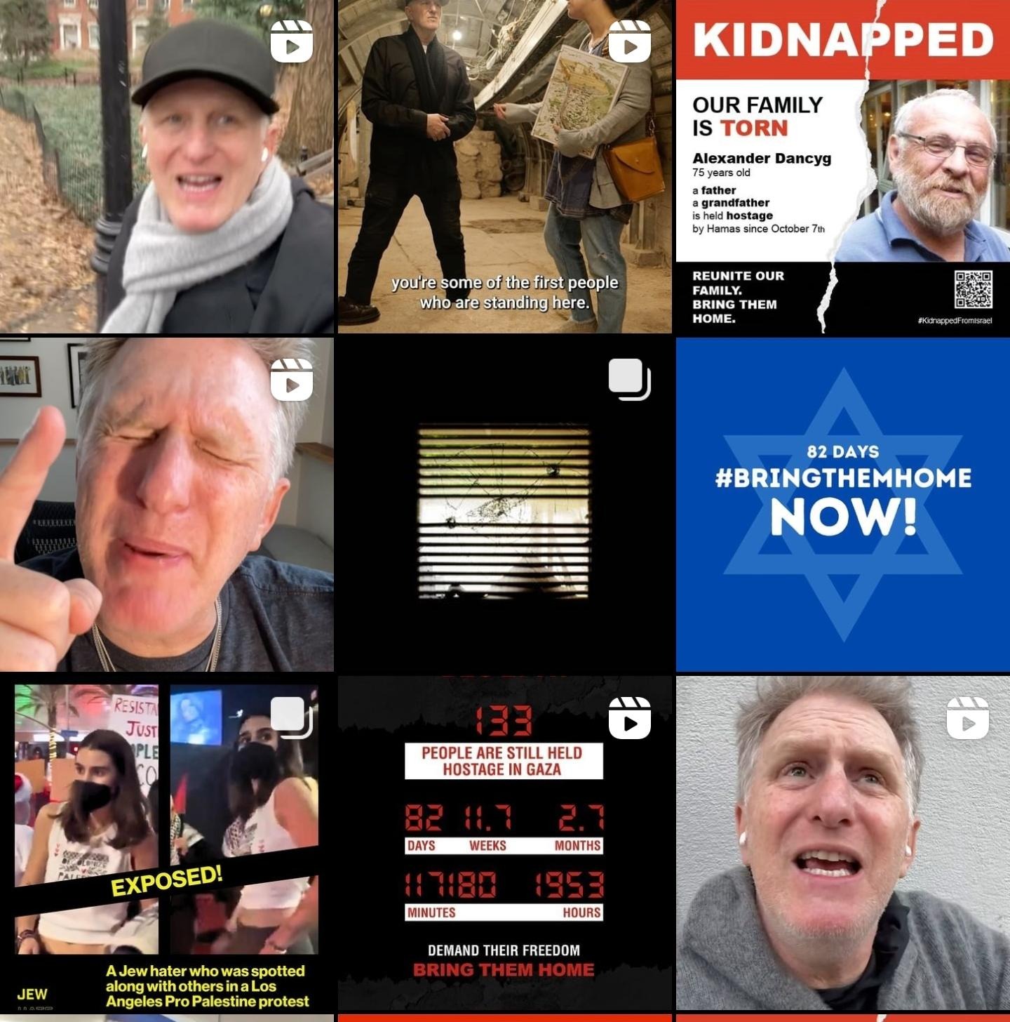 Screenshot of Michael Rapaport's Instagram feed, showing him boost a post of a Palestinian activist with her full name and the baseless claim of 'Jew hater'