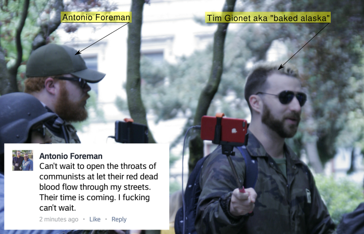 _infamous anti-semite Tim Gionet and his fascist bodyguard Antonio Foreman at Joey Gibson's 6/4 rally