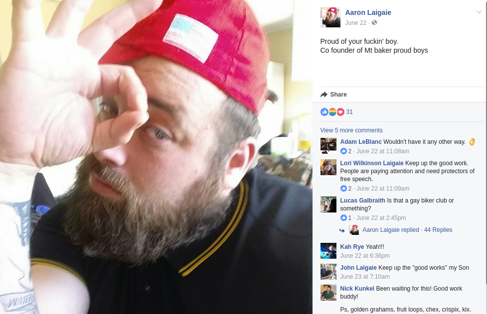 Aaron Laigaie is a Proud Boy