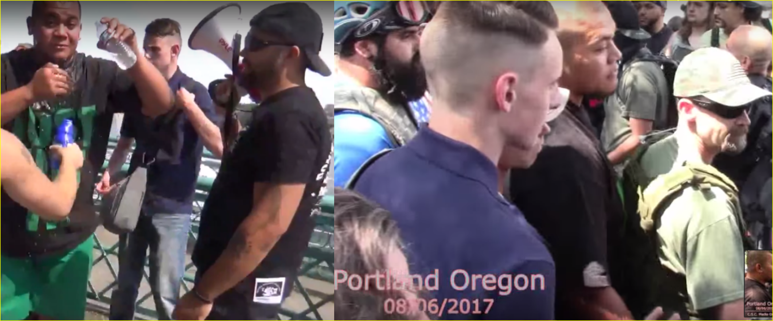 Tiny Toese with fascists at a Patriot Prayer rally