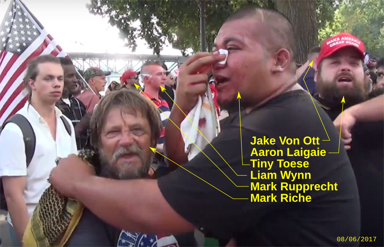 Tiny Toese with fascists at a Patriot Prayer rally