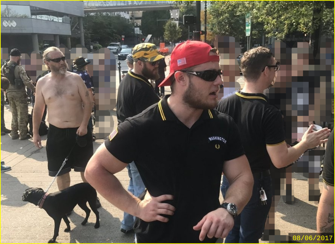 Rob Cantrall attends a violent right wing rally