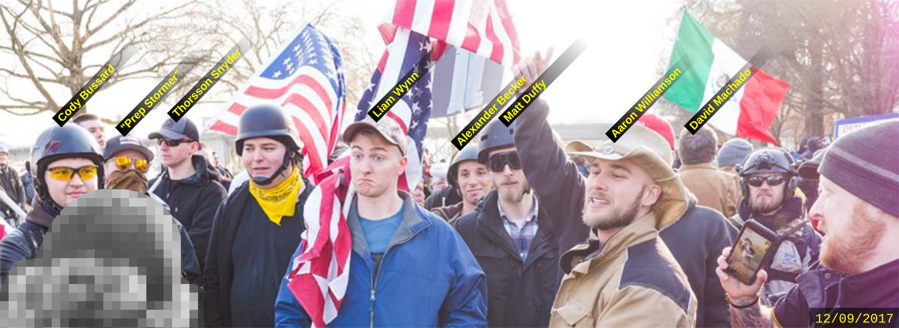 Aaron Williamson attends an anti-immigrant hate rally