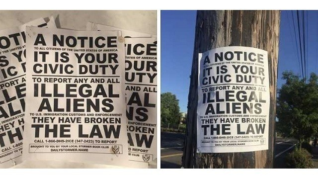 racist flyers posted by PDX Stormers during a Patriot Prayer rally