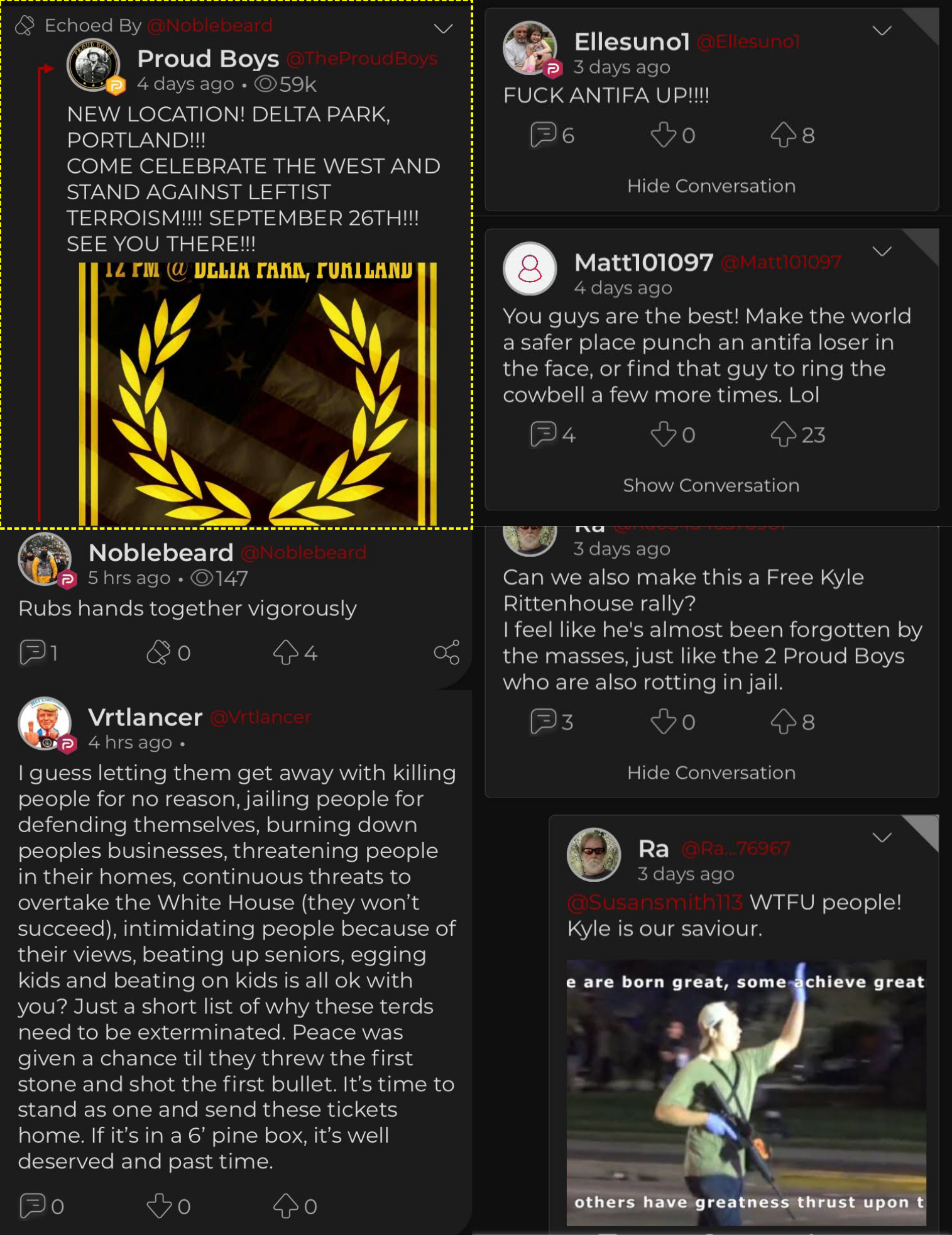 - IMAGE - threats from Proud Boys on parler