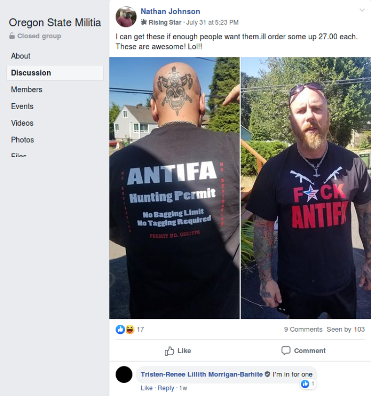 Tristen Barhite wants an anti-antifa shirt